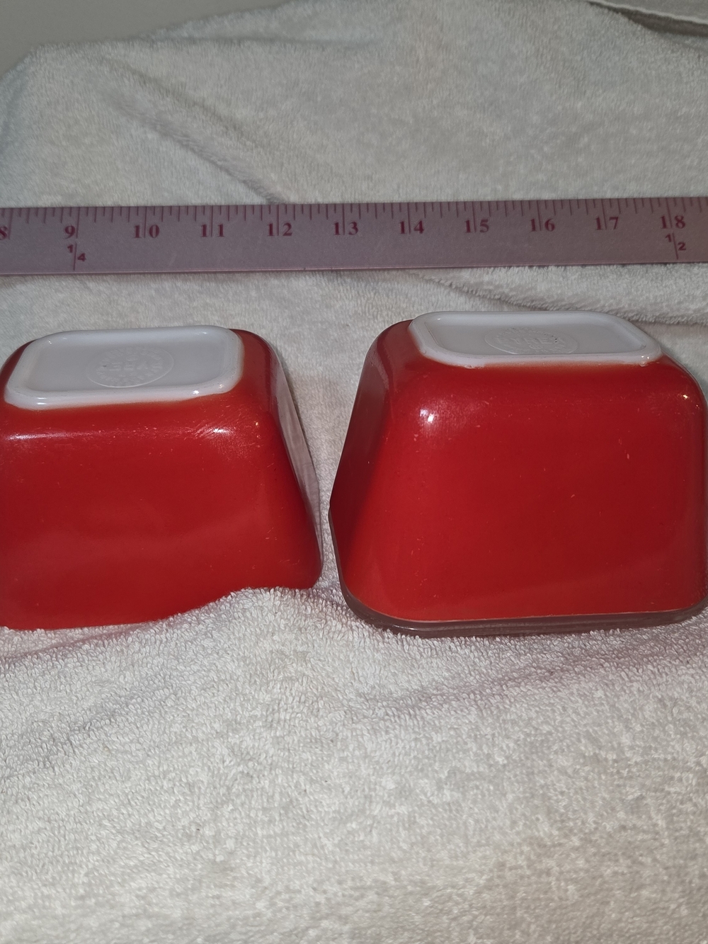 Pyrex Red Glass Refrigerator Dishes 1 Lid - Pair